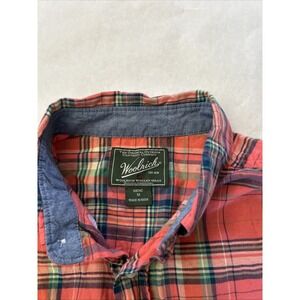 Woolrich Mens Button Shirt Short Sleeve India Madras Plaid Sz M Retro Vtg‎ Hunt